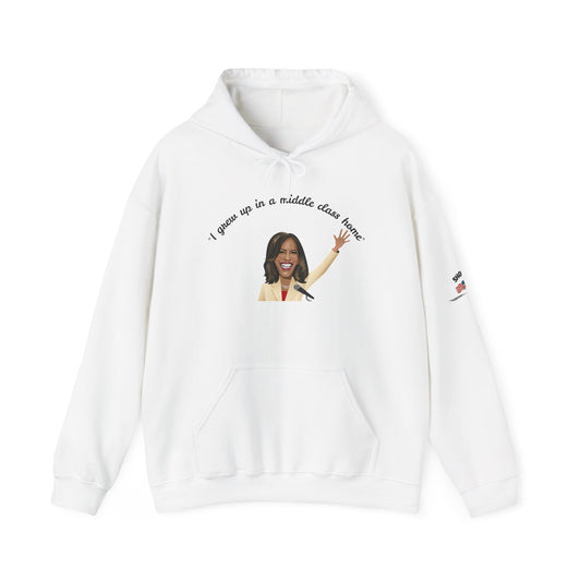 Kamala Harris "Middle Class Home" cartoon Hoodie